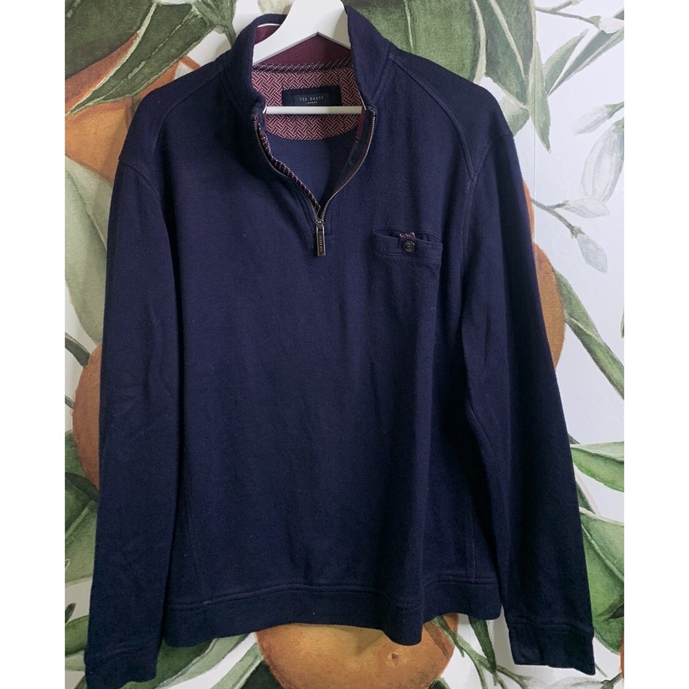 Ted Baker London Size 6 2XL 1/4 Zip Pullover Sweater Blue